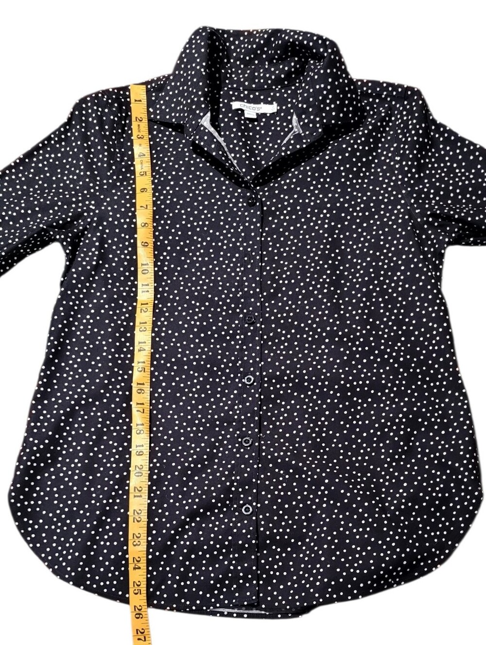 Chico's No Iron Polka Dot Button Front Shirt Long Sleeve Size US 4 Small - Picture 7 of 9
